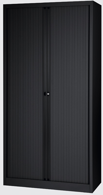 Redőnyös szekrény, Sz x Mé x M: 1000x430x1979 mm, 4 db polc, 5 rendező magasság, Színe: fekete