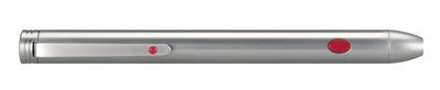Tartozék "Whiteboard" táblához: lézer-mutatójel, ezüstös fém-ház, H: 14 cm, használható 100 m távolságig, mellékelve: tároló-box és akkumlátor