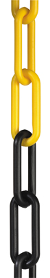 Lezáró-lánc, anyaga: műanyag, színe: fekete/sárga, átmérő: 6 mm, megosztás: 36 mm