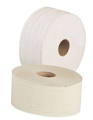 Toalettpapír-nagyméretű, Tissue, hossz  350 m, fehér, 2-lagig, tekercs átmérő 30 cm