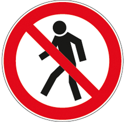 Tiltó tábla,"Gyalogosok számára tilos",Alu,Átmérő 200mm