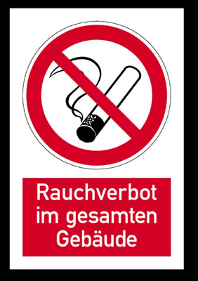 Tiltó tábla, Az épületben tilos a dohányzás,  Fólia, 300x200mm