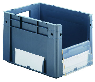 Lehajtható fél-oldal nagyterhelésű szállító tárolókhoz, színe: átlátszó, SzxM: 265x165 mm, 10 db/csomag