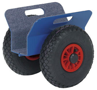 Tábla-anyag mozgató roller, filc-betétes szorítóbakkal, Terhelhetőség: 250 kg, Szélesség: 95 mm, Abroncsozás: légtömlős