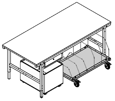 Asztal bővítő-elem, árúkészletező, 5 db rekesszel, terhelhetőség: 150 kg, SzxMé: 1015x600 mm