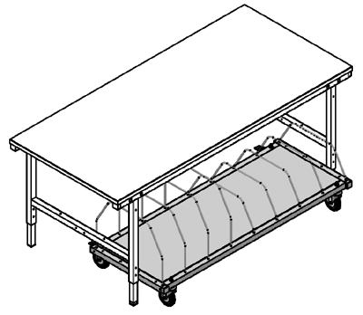 Asztal bővítő-elem, árúkészletező, 8 db rekesszel, terhelhetőség: 50 kg, SzxMé: 1600x600 mm