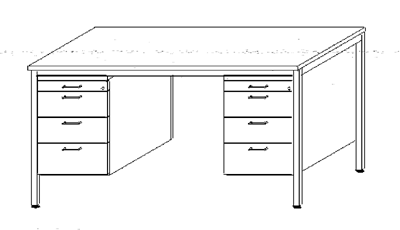 Íróasztal, szé x mé x ma: 1600x800x720 mm, 2 függő-konténer, 1 eszköz-tároló, 3 fiók, asztallap: fehér, váz: világosszürke négyszög-acél