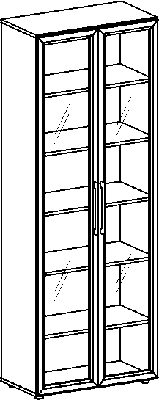 Irodai szárnyasajtós szekrény, szé x mé x ma: 800x400x2160 mm, 6 iratrendező magasságú,  üvegajtókkal,  állítható lábakkal, bükk mintázattal