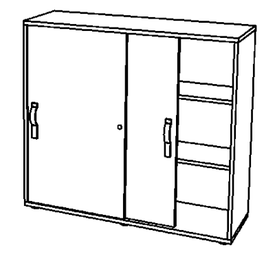 Toló-ajtós szekrény 3OH WE, SzxMéxM: 1200x400x748 mm, színe: fehér/szilva