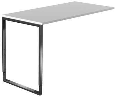 Íróasztal, bővítő elem, SzxMéxM: 1000x600x680-820 mm, csúszótalpas állvány nemesacélból, asztallap színe: fehér, benne: kábel-csatorna