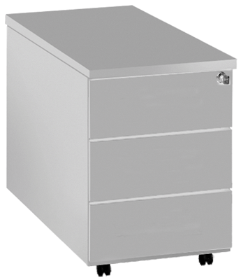 Görgős-konténer, SzxMéxM: 420x800x540 mm, 3 db fiók, központizár, színe: fehér